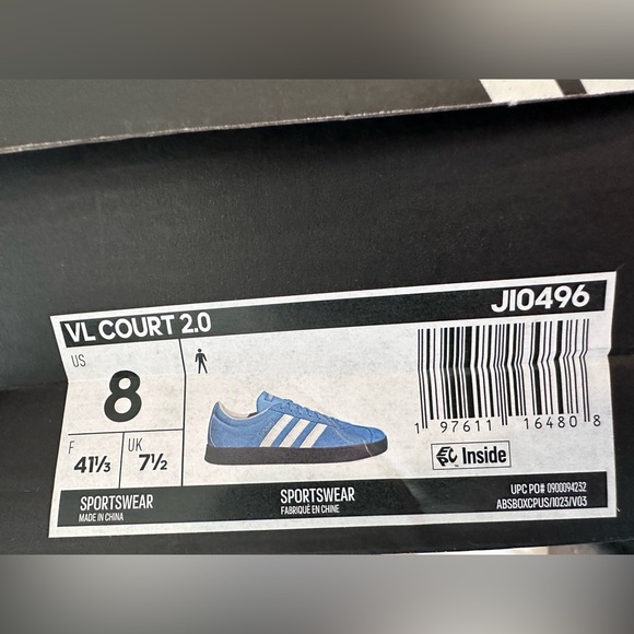 Adidas VL Court 2.0 Blue and White Sneakers - Picture 6 of 6